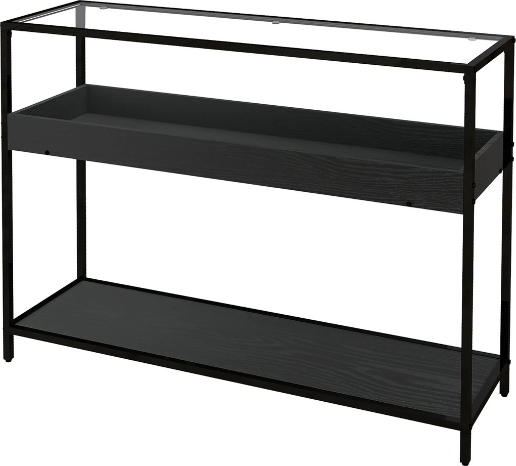 HOMCOM Masă consolă cu 2 rafturi, Masă de hol, Consolă de hol, Negru | Aosom Romania