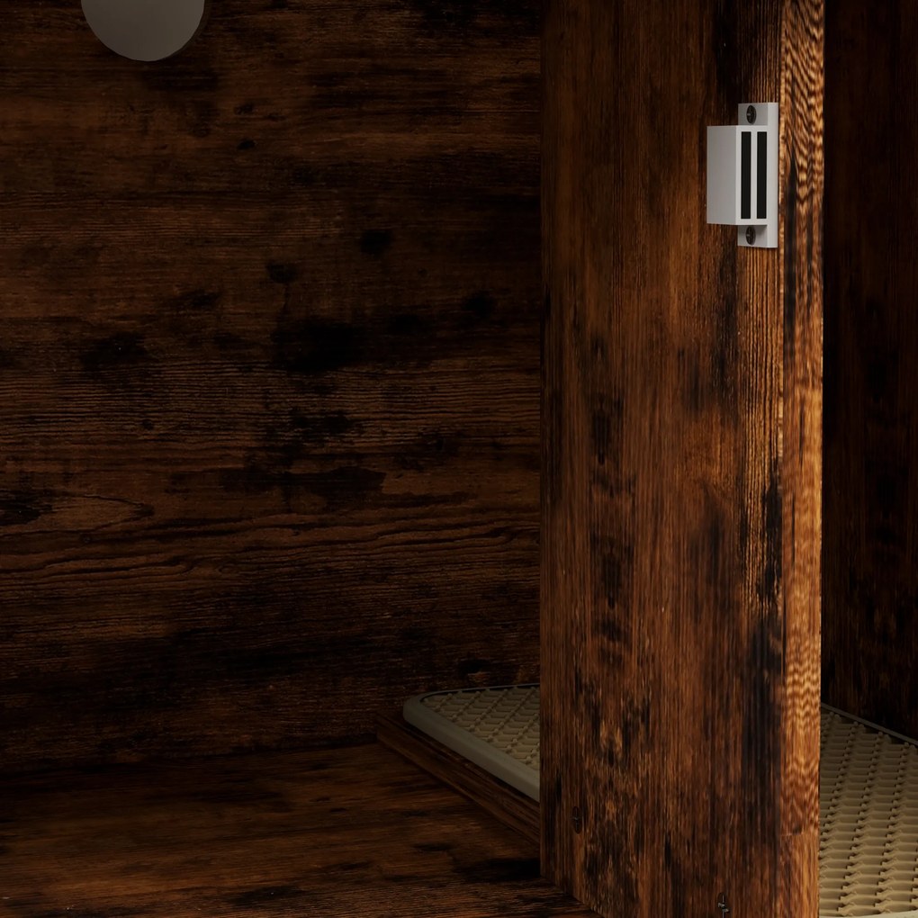 PawHut Litieră cu raft în 3 niveluri și stâlp pentru zgâriat, casă închisă pentru pisici, 80 x 48 x 152 cm, Maro | Aosom Romania