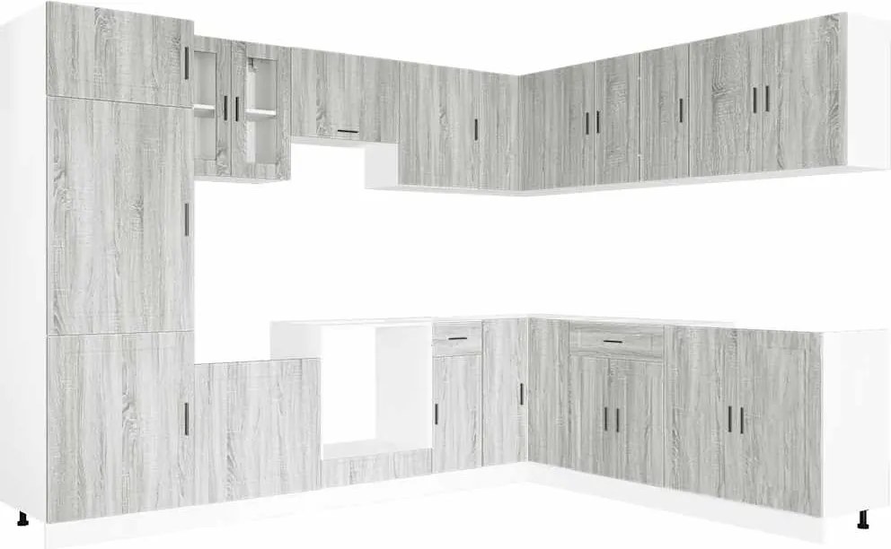 vidaXL Set de dulapuri de bucătărie 14 piese „Porto” lemn Sonoma gri