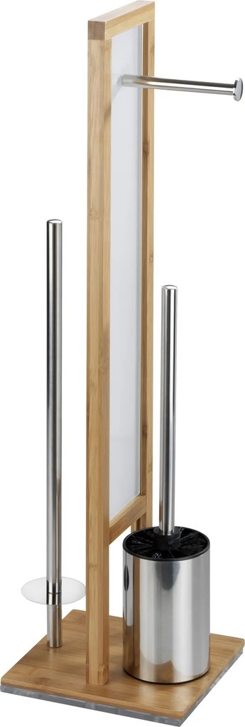 Perie WC cu suport hartie igienica RIVALTA, 3in1, Bambus, 70x23x18 cm, WENKO