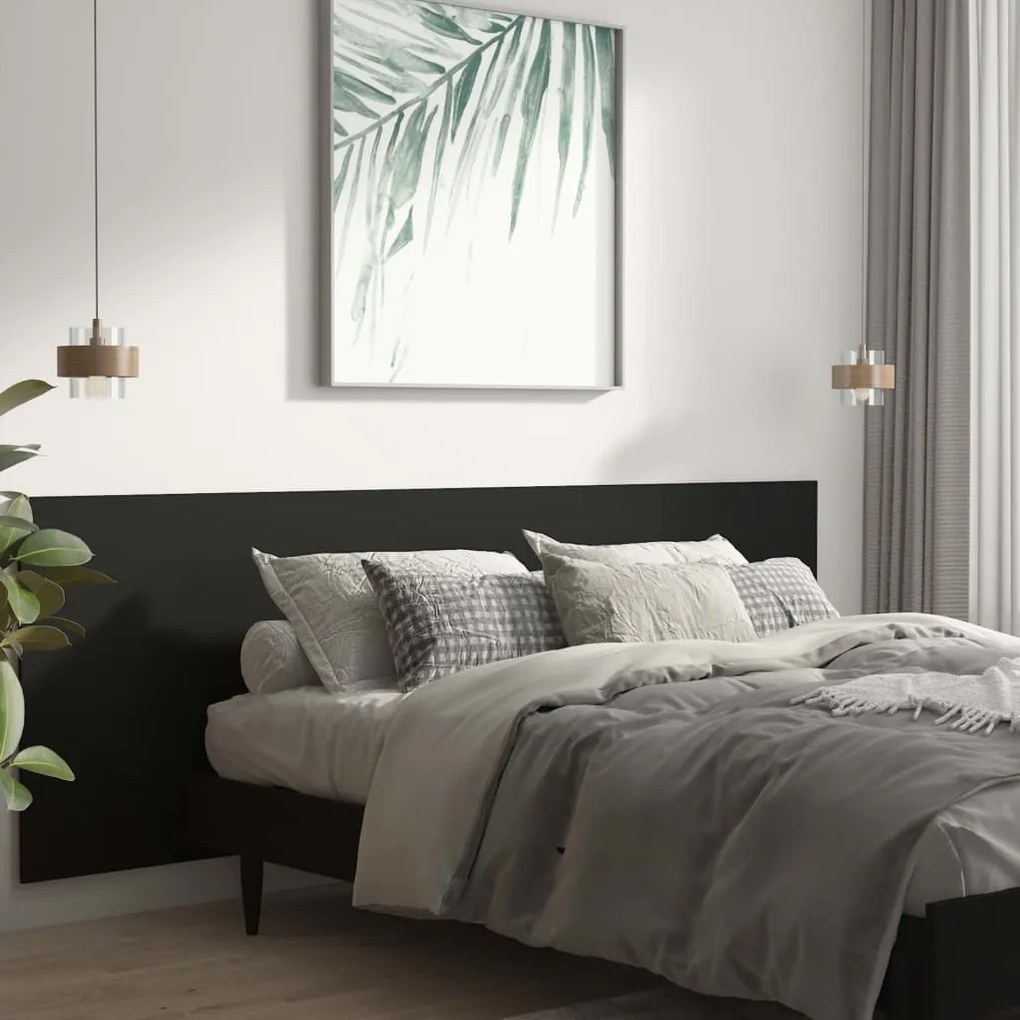 Tablie de pat, negru, 240x1,5x80 cm, lemn prelucrat 1, Negru