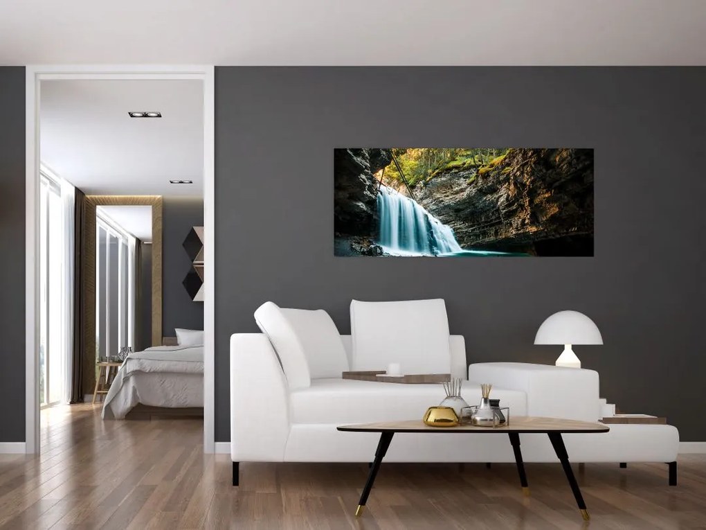Tablou cu cascada de pădure (120x50 cm)