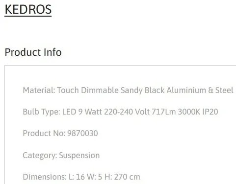 Pendul LED cu spot directionabil stil minimalist KEDROS negru