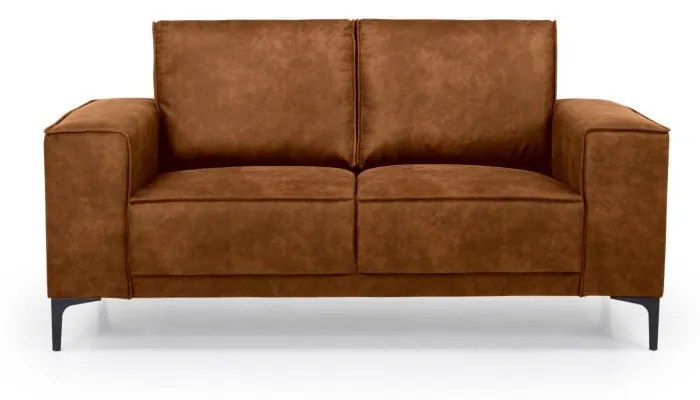 Canapea cu husa din imitație de piele Scandic Copenhagen, maro coniac, 164 cm