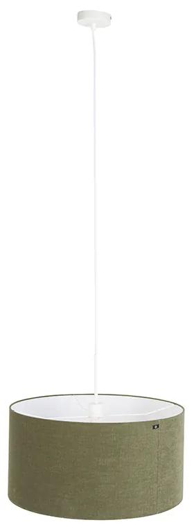 Lampă suspendată albă cu umbră verde 50 cm - Combi 1