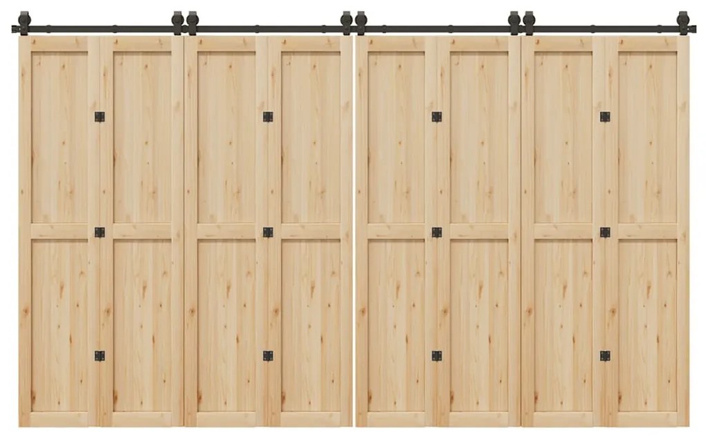 vidaXL Set feronerie pentru uși glisante, negru, 366 cm, oțel