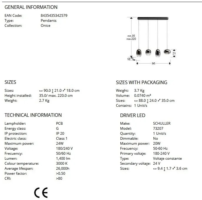 Lustra LED suspendata design modern Onice 4L