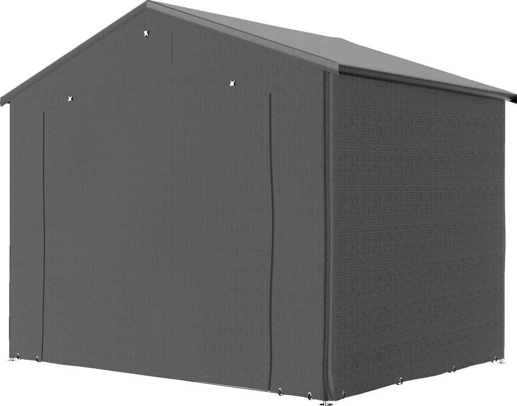 Outsunny Cort-garaj 2,5 x 1,8 m, rezistent la apă, cort-garaj cu ușă cu fermoar rulabil, ferestre de ventilație, gri închis | Aosom Romania