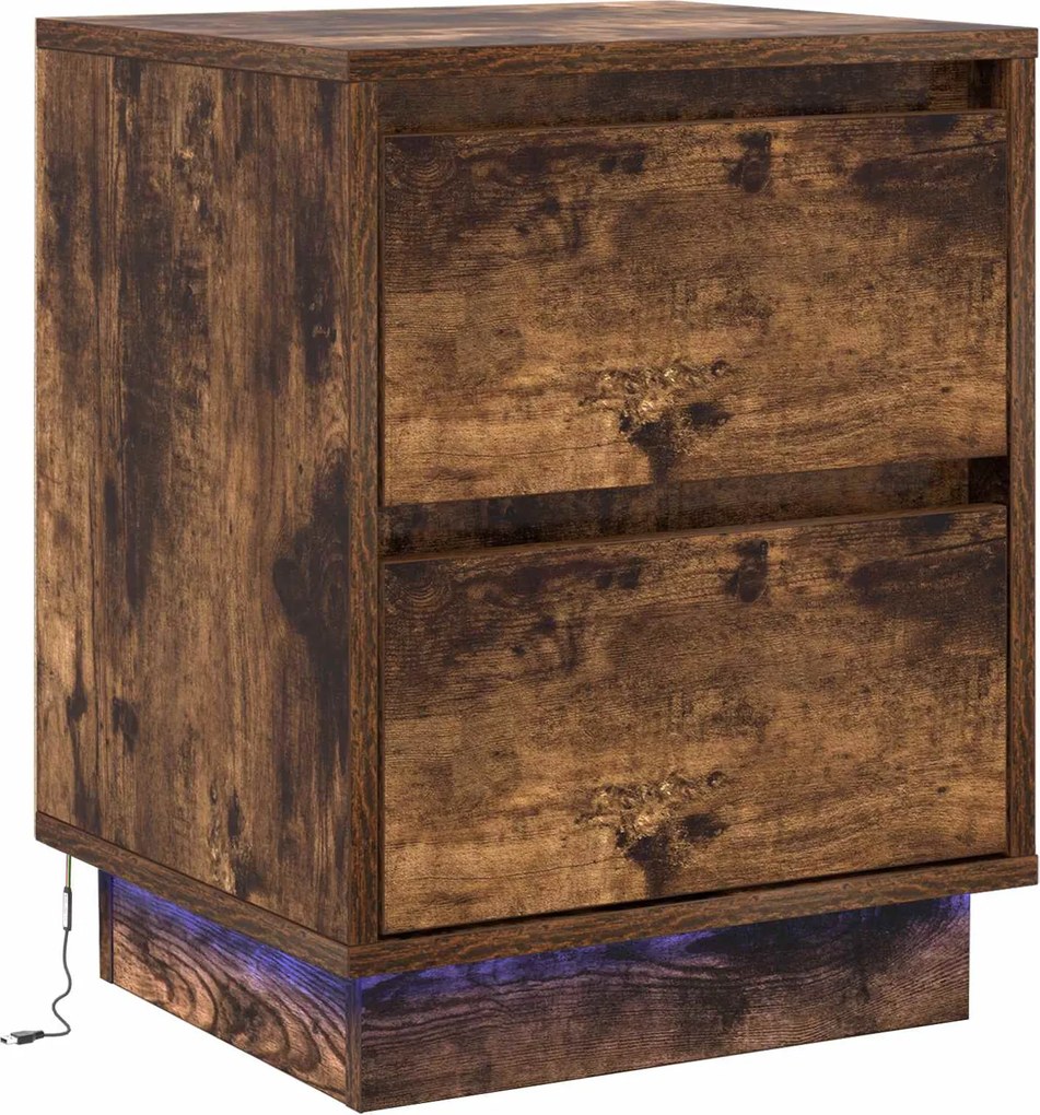 vidaXL Dulap de noapte Stejar fumuriu 39 x 34,5 x 50 cm Lemn compozit