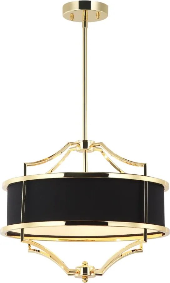 Lustra suspendata din metal auriu si tesatura neagra Stesso S