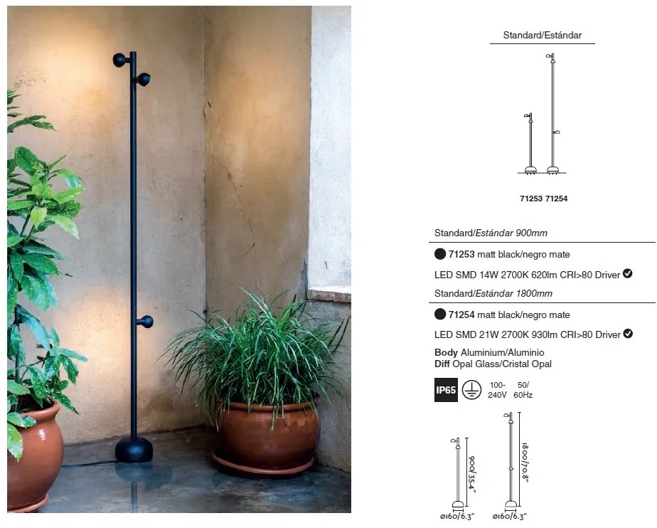Stalp LED de iluminat exterior BROT 2L H-90cm