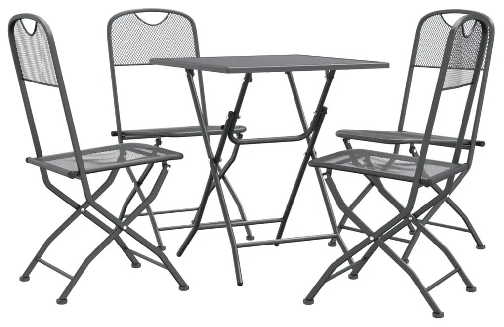 Set mobilier gradina 5 piese antracit plasa metalica expandata Lungime masa 60 cm, 5