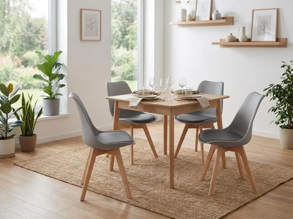 Scaun GRI BALI MARK cu picioare din lemn de fag, sezut gri inchis