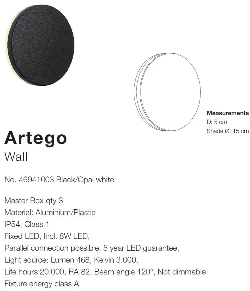 Aplica LED exterior lumina ambientala Artego round 46941003 NL