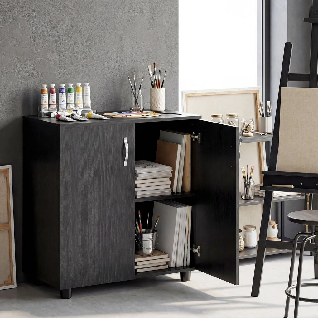 Vinsetto Dulap pentru Documente, cu Încuietoare, 2 Uși și Raft Interior, 80x40x80 cm, Negru | Aosom Romania