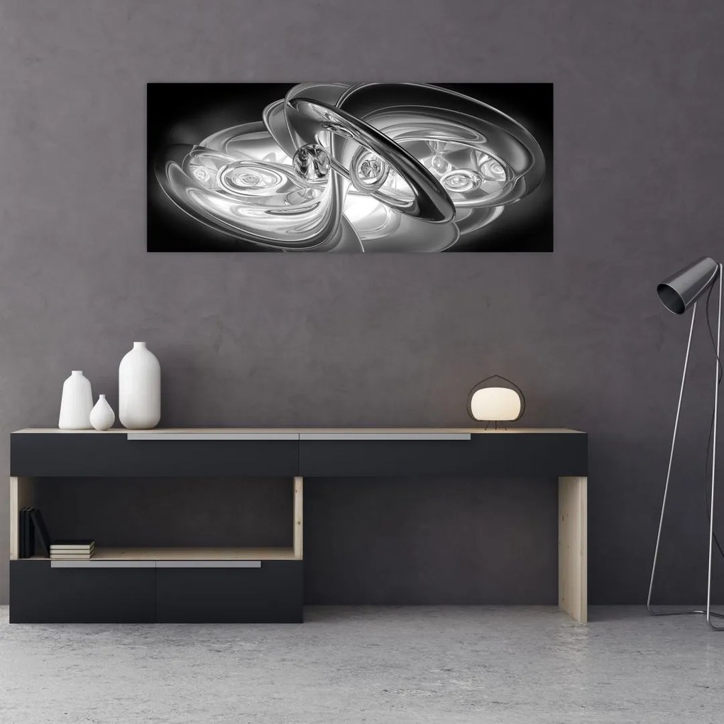 Tablou cu abstracțiune modernă în gri (120x50 cm)