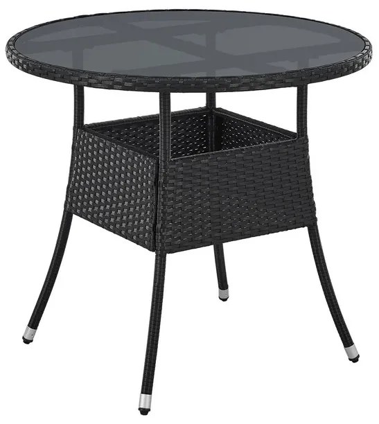 Juskys Masa rotunda Yoro Ø80 cm din ratan - negru