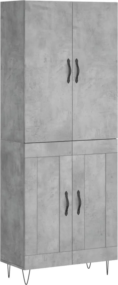 vidaXL Dulap înalt, gri beton, 69,5x34x180, lemn compozit