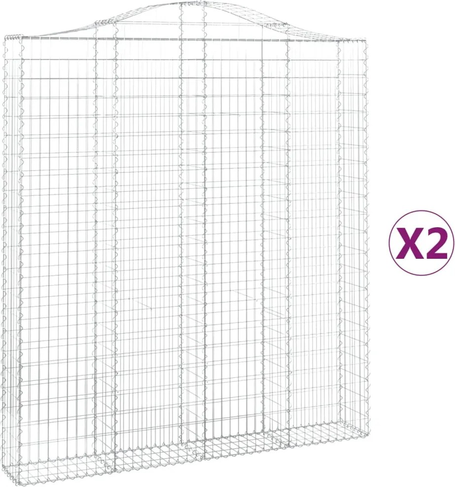 vidaXL Coșuri gabion arcuite, 2 buc 200x30x220/240cm, fier galvanizat