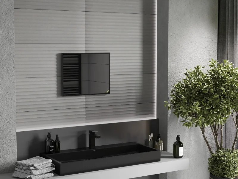 Mexen Loft oglindă de baie dreptunghiulară 50 x 40 cm, cadru negru - 9852-050-040-000-70
