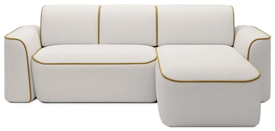 Colțar galben/crem cu tapițerie din țesătură bouclé (cu colț pe partea dreaptă/cu șezlong) Ume – ELTAP