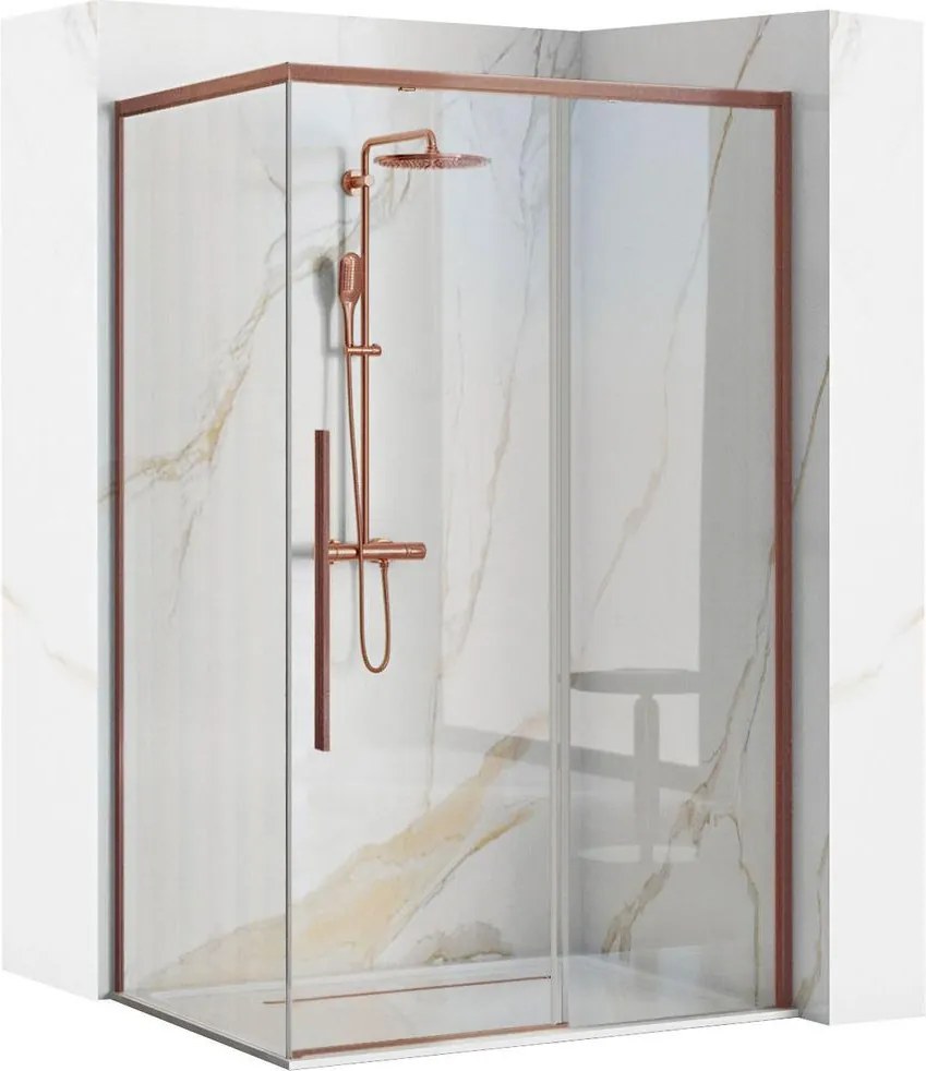 Cabina de dus SOLAR cu cadita alba 100x80 cm cupru periat