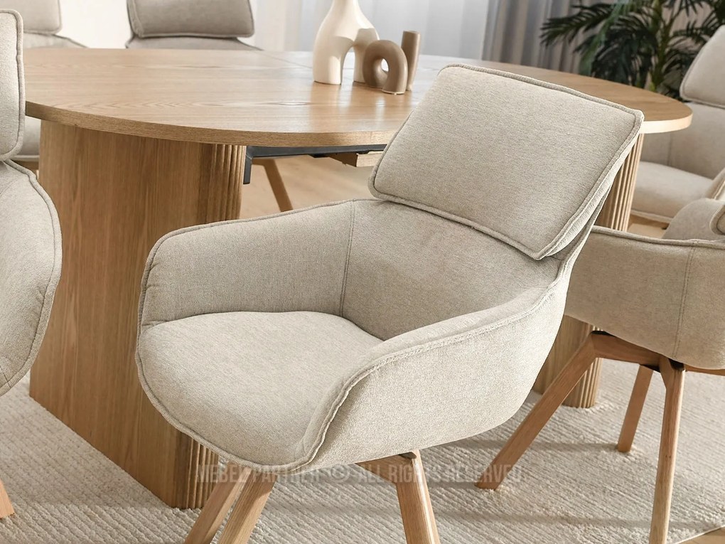 Scaun Doris (bej + stejar). Promo -18%. 1111032