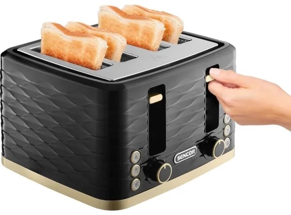 Sencor Prăjitor de pâine cu 4 fante, 1600W/230V, negru/bej