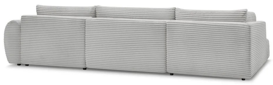 Colțar gri deschis extensibil/cu spațiu de depozitare cu tapițerie din catifea reiată (cu colț pe partea stângă/în formă de "U") Lucien – Bobochic Paris