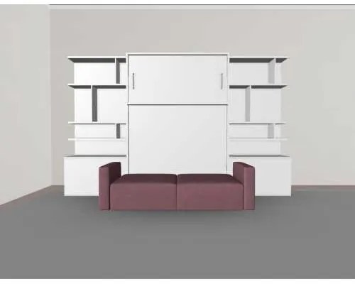 PAT RABATABIL DUBLU SOMIERA INCLUSA CU CANAPEA SI 2 BIBLIOTECI(100 cm) - ROYAL BIG BOOKCASE SET (150X200)