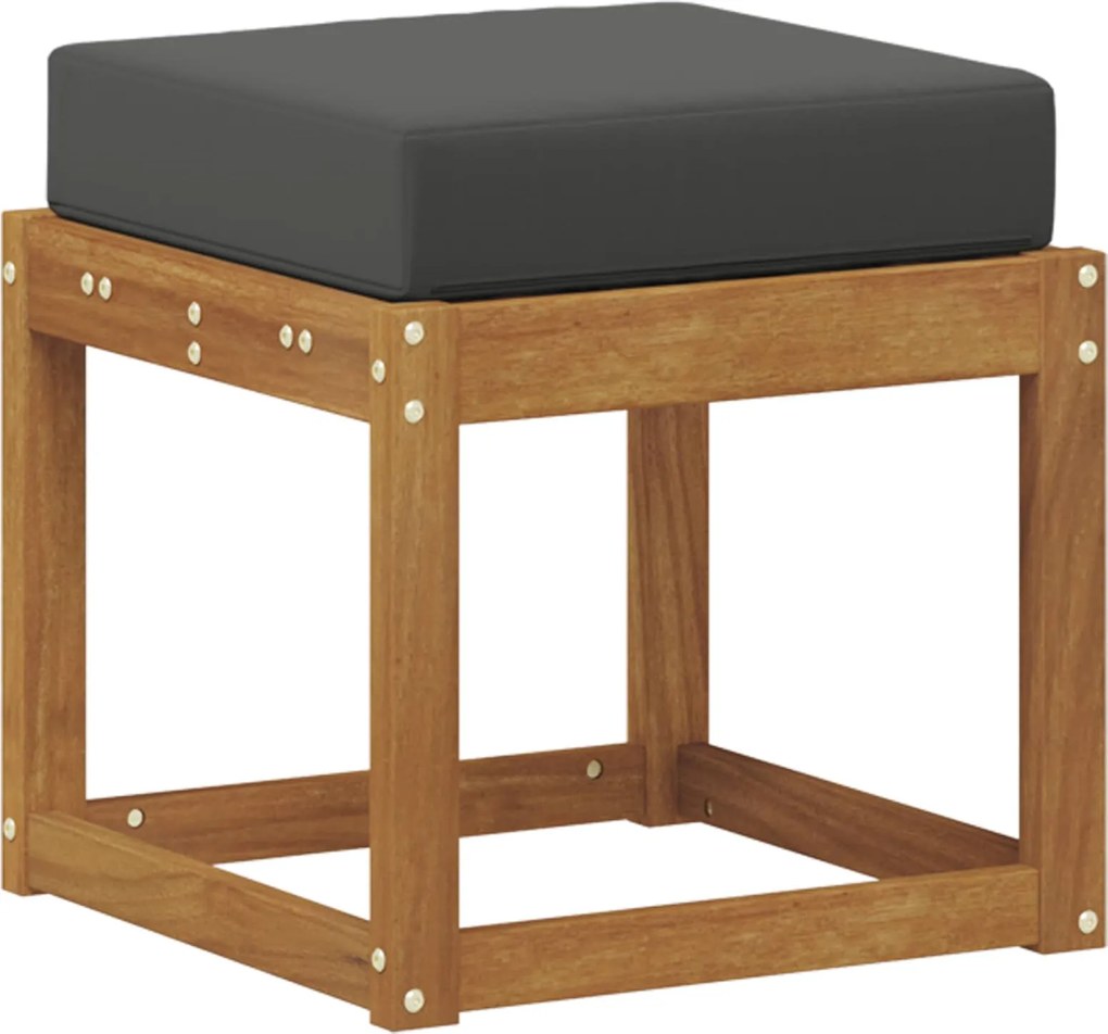 vidaXL Bancă de taburet cu pernă Natural și Antracit 43 x 43 x 37 cm