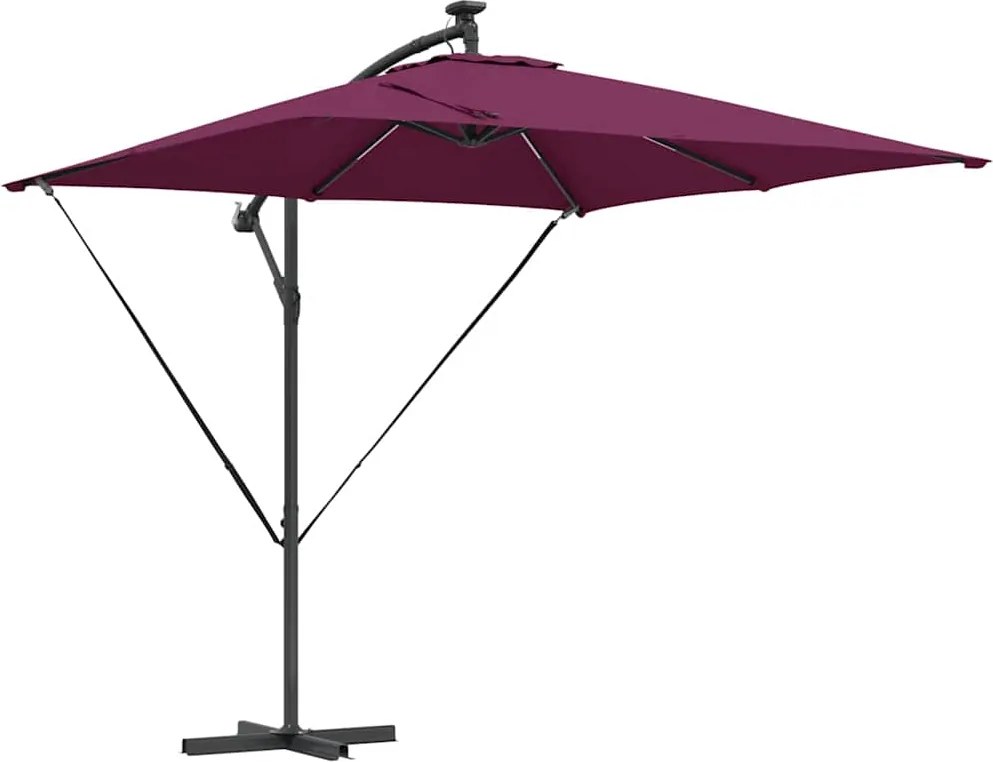 vidaXL Parasol banana cu brațe Roșu bordo 249 x 249 x 250 cm