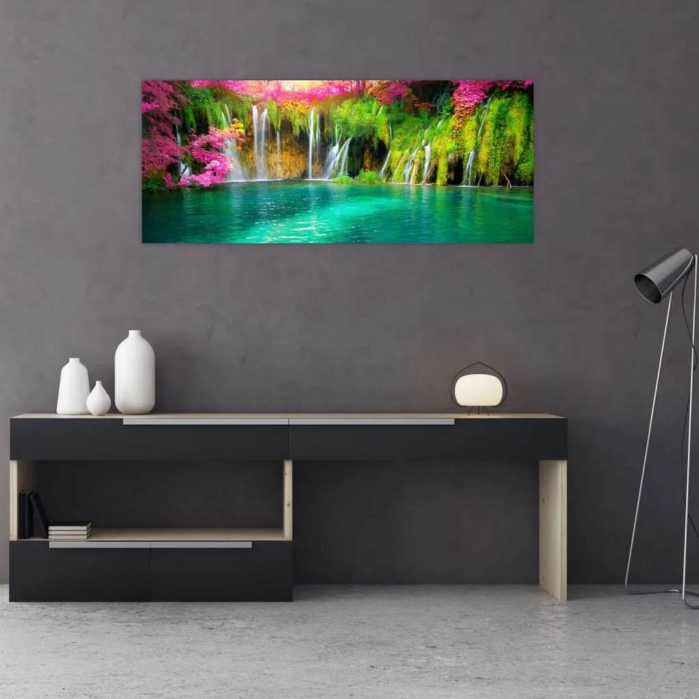 Tablou - Cascada, Lacurile Plitvice, Croația (120x50 cm)