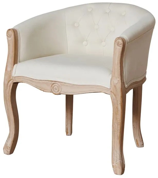 Fotoliu shabby chic, crem, din stofa, Valbonne