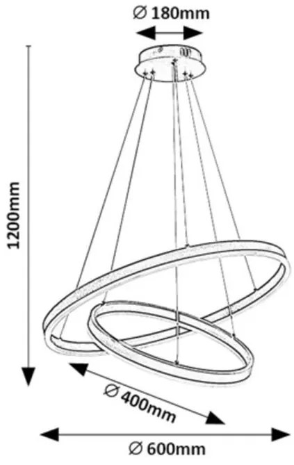 Lustra LED cu telecomanda cu 2 inele metal negru Isaure