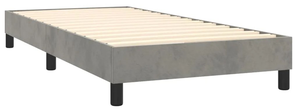 Cadru de pat box spring, gri deschis, 90x200 cm, catifea