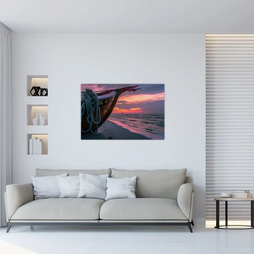 Tablou -Barcă la mal (90x60 cm)