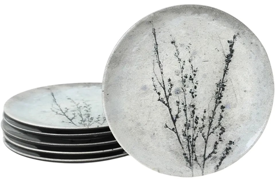 Set de 6 farfurii ceramice pentru desert StoneBloom 20 cm