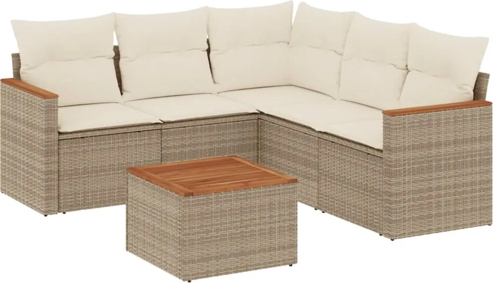 vidaXL Set canapele de grădină cu perne, 6 piese, bej, poliratan