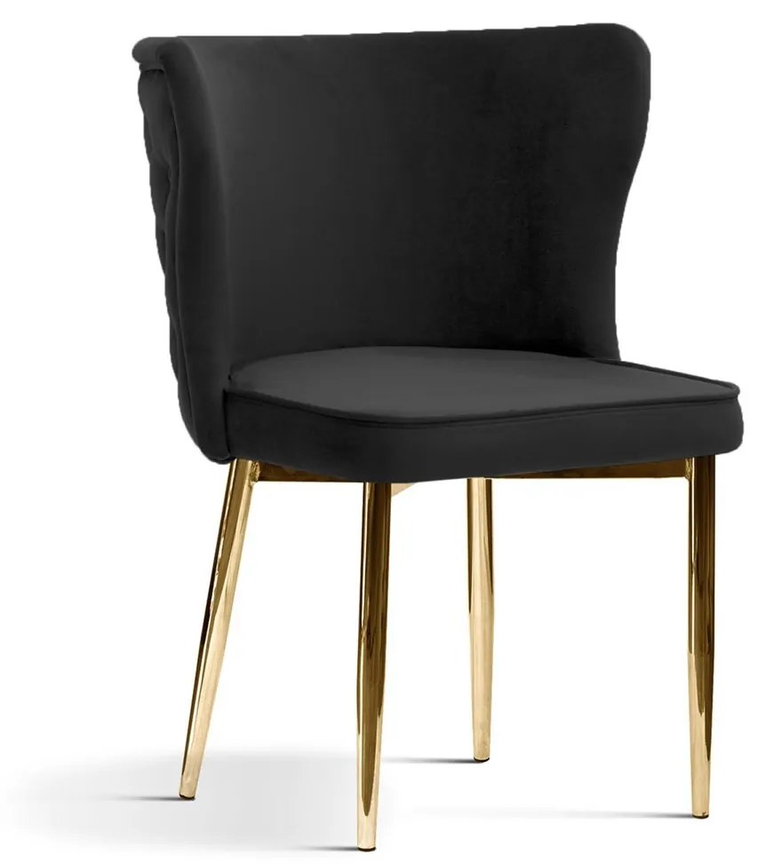 Scaun tapitat Modena negru picioare gold - H86 cm