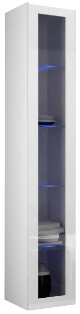 Vitrină Zylia (Alb + Alb lucios) (iluminat LED Alb). Promo -17%. 1058201