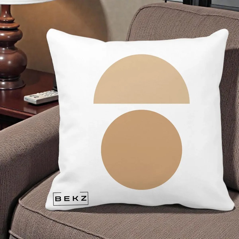 Perna Decorativa Geometric Minimalist Auriu, 40x40 cm, Alba Mata, Husa Detasabila, Perna Inclusa, BEKZ®