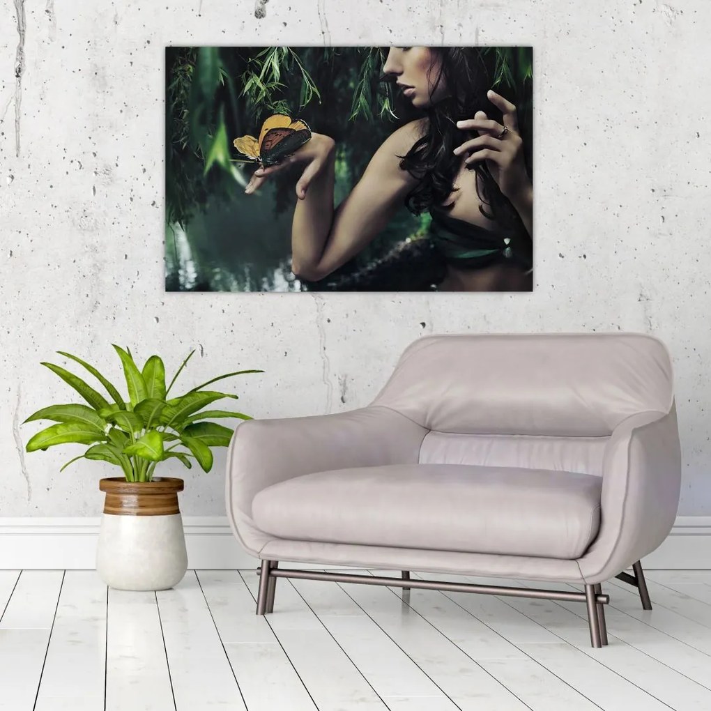 Tablou - Femeia grațioasă cu fluture (90x60 cm)