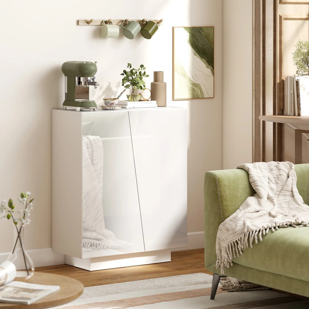 HOMCOM Dulap Multifuncțional cu 3 Nivele, Design Modern din PA Alb, Poliță Reglabilă, Bază Înălțată, 70x40x88 cm | Aosom Romania