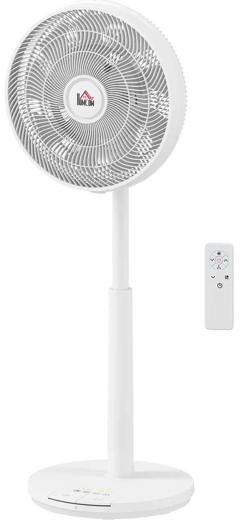 HOMCOM Ventilator de podea, Aer condiționat, 3 moduri, Afișaj LED, oscilant, material plastic, Alb | Aosom Romania
