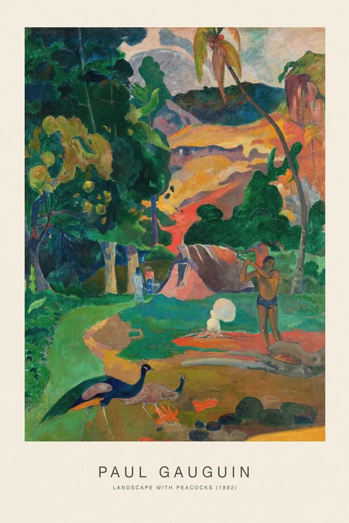 Artă imprimată Landscape with Peacocks (Special Edition) - Paul Gauguin, (26.7 x 40 cm)