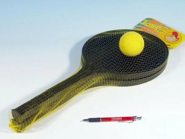 Soft tenis plastic negru + minge 53cm în plasă