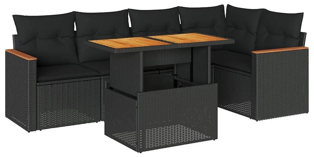 3327485 vidaXL Set mobilier de grădină cu perne, 5 piese,poliratan/lemn acacia