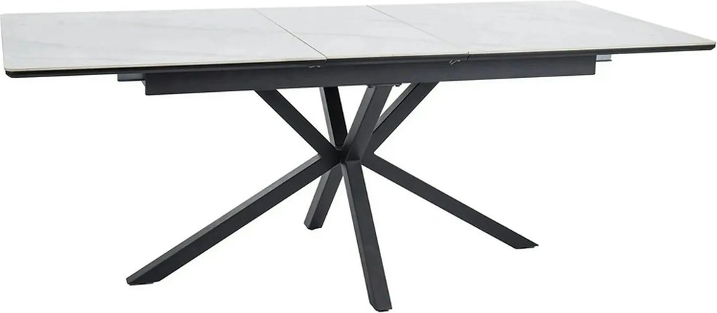 Masa extensibila pentru sufragerie LOGAN, alb/negru, 160/200x90x76 cm