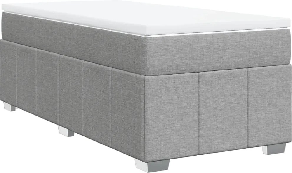 vidaXL Pat continental cu saltea, gri deschis, 80x200 cm, textil